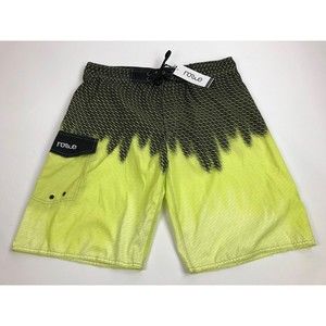 Nonwe Men's Multi-Color Boardshorts Lined Swim Trunks Sz 36 Black & Yellow NEW